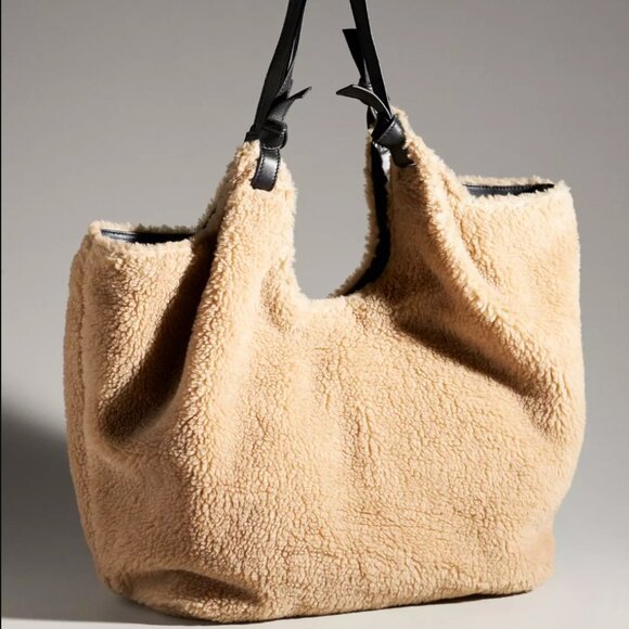 Anthropologie Handbags - ANTHROPOLOGIE Sherpa Slouchy Tote